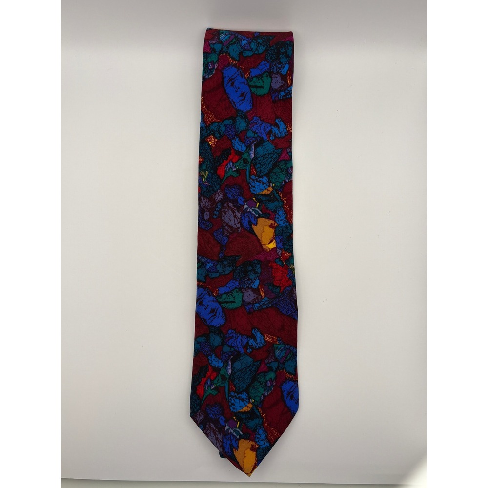 Stonehenge Molecular Expressions Moon Rock Meteorite Silk Tie Red Blue Abstract